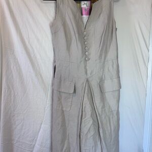 Vintage Milly of New York Sleeveless Safari Style Dress Beige TencelCotton Blend